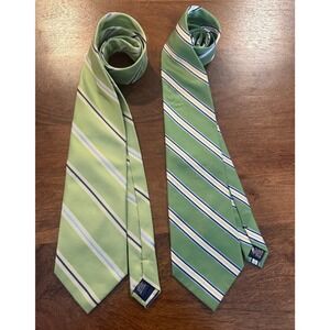 Set of TWO Nautica Light and Dark Green Blue Diagonal Stripe Mens Ties
